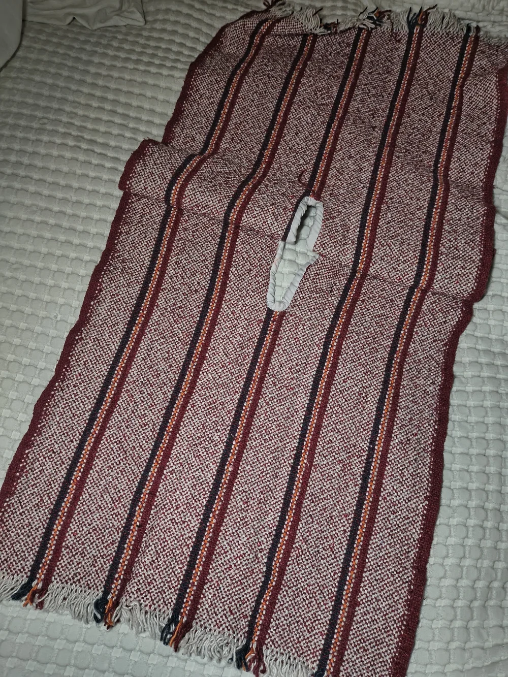 Kids Burgundy Striped Poncho Cape Jacket